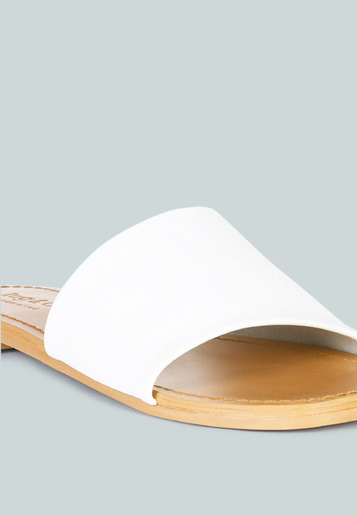 tatami leather classic slide flats#color_white