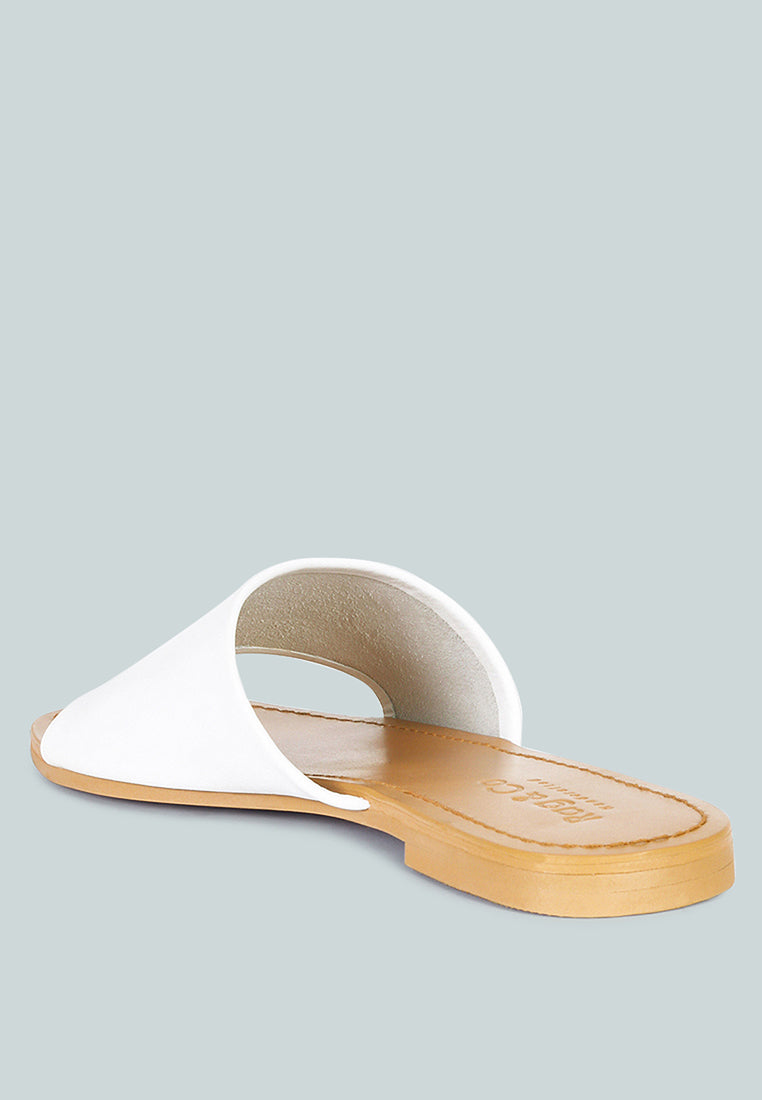 tatami leather classic slide flats#color_white