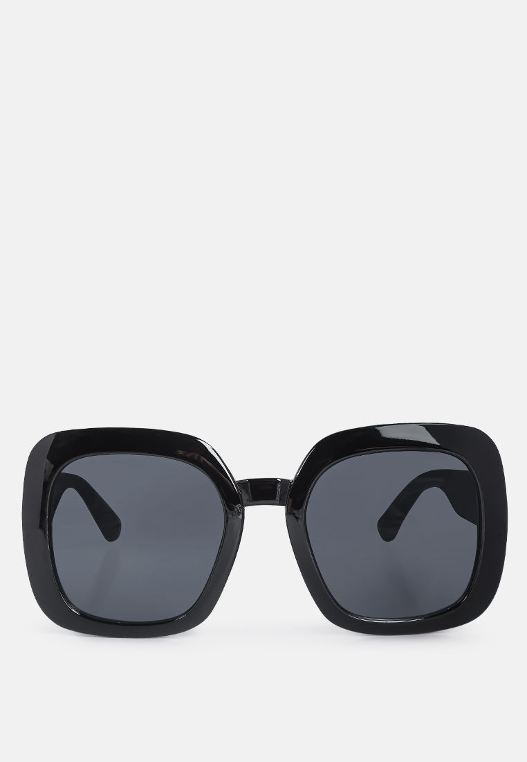 thick rim round edge sunglasses#color_black