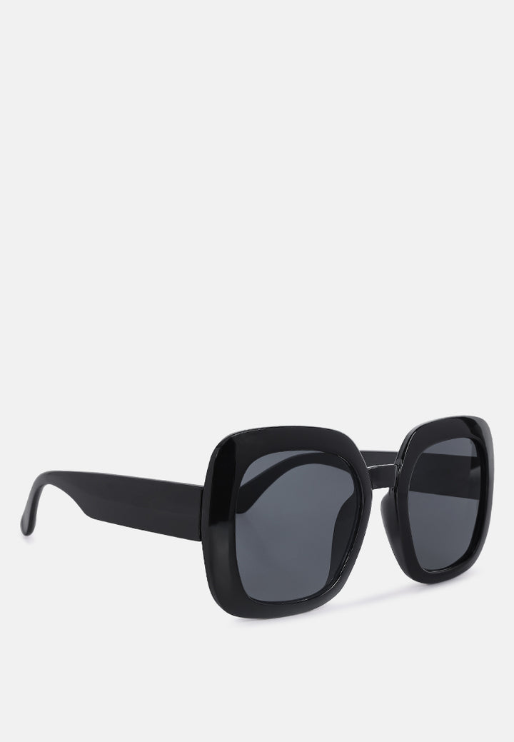 thick rim round edge sunglasses#color_black