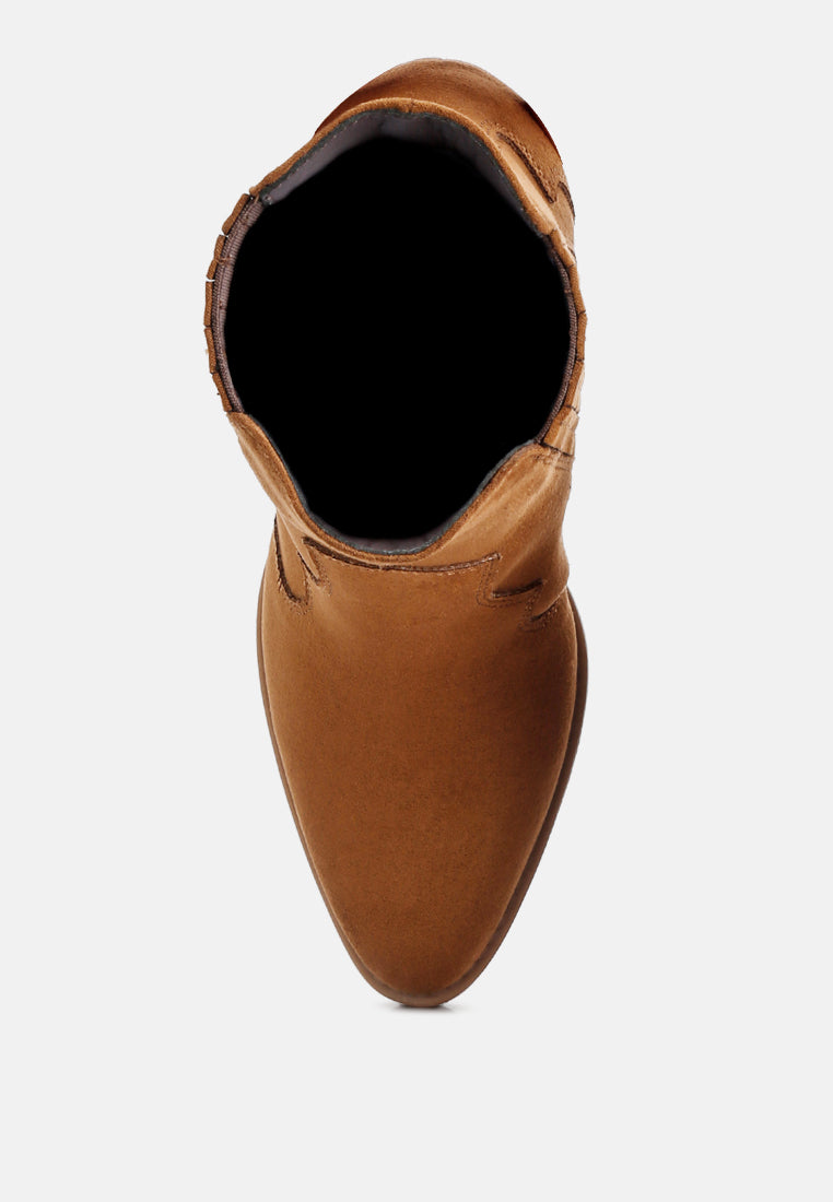 tiago ankle length low heel cowboy boots#color_tan