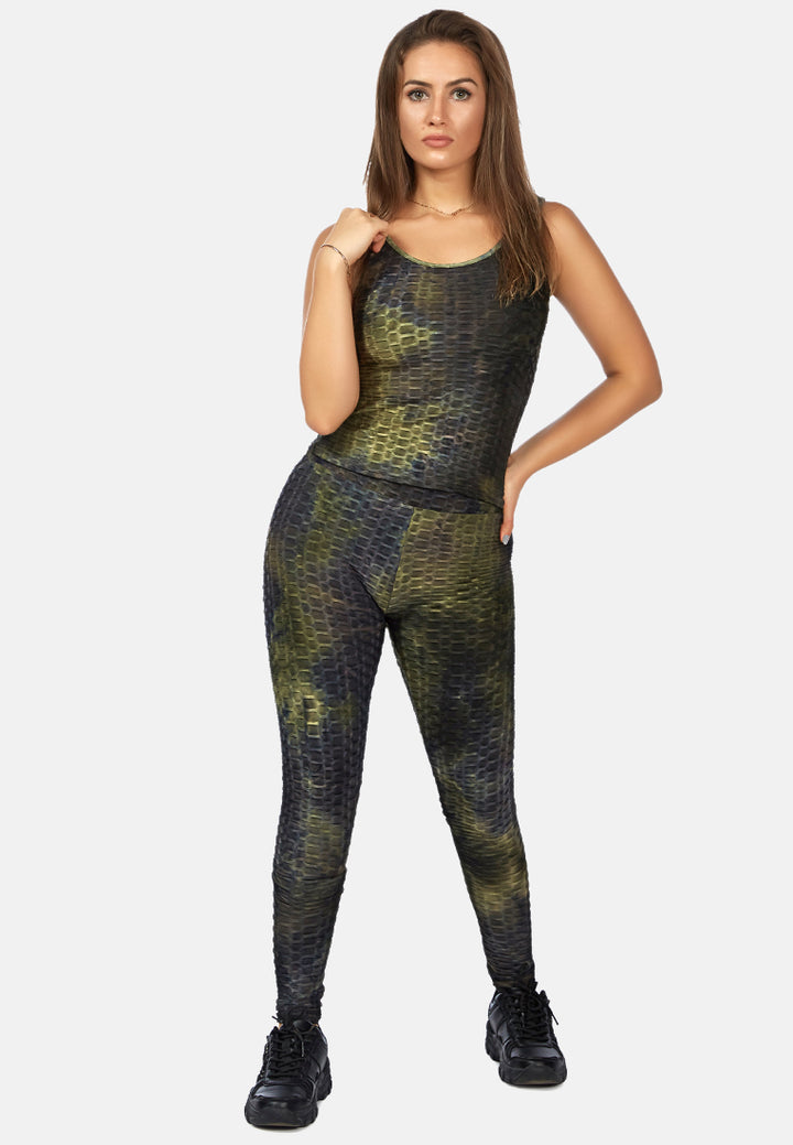 tie dye fitness yoga co-ord set#color_military-green