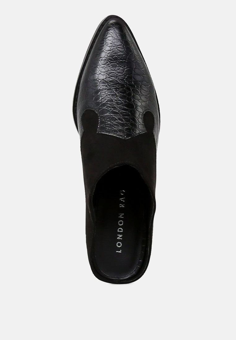 tiffany croc print pointed mules#color_black