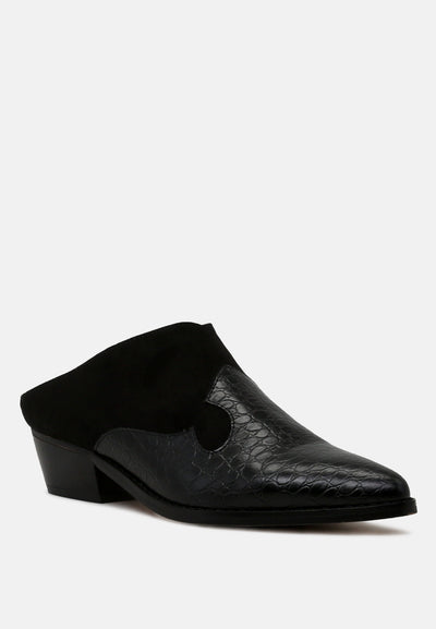 tiffany croc print pointed mules#color_black