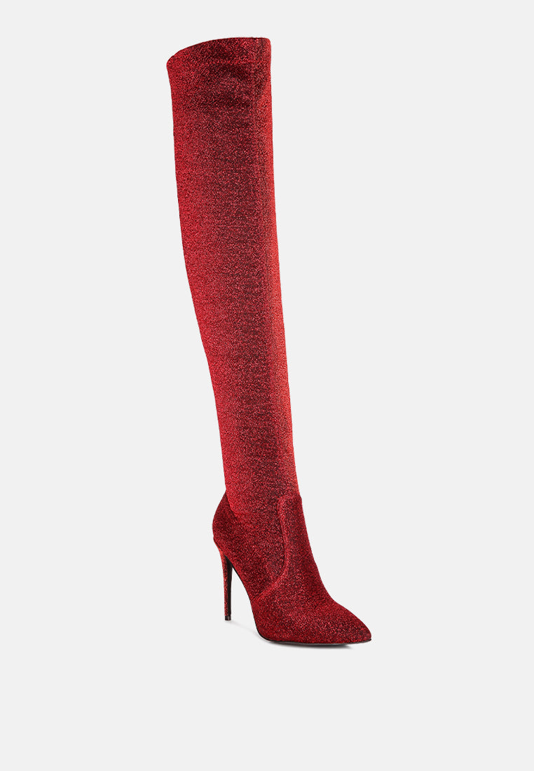 tigerlily knitted stiletto long boots#color_red