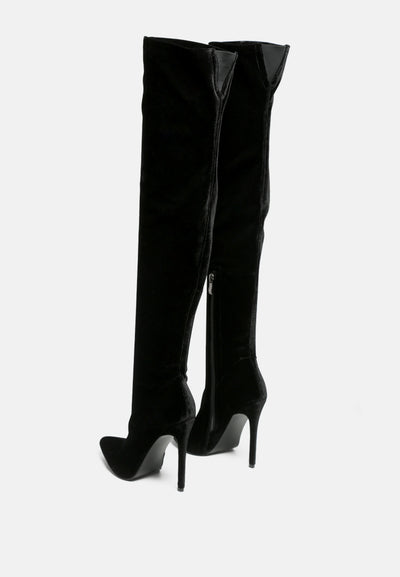 tilera stretch over the knee stiletto boots#color_black