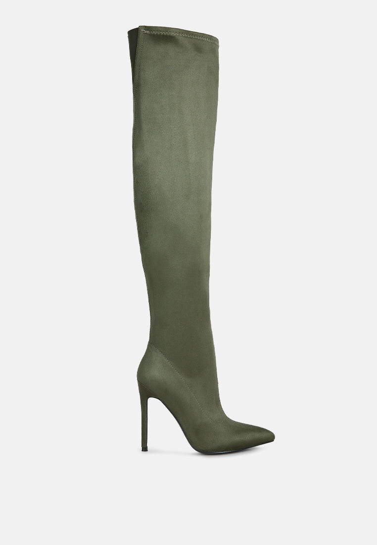 tilera stretch over the knee stiletto boots#color_khaki