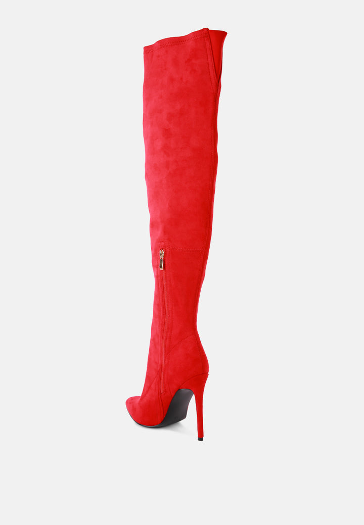 tilera stretch over the knee stiletto boots#color_red