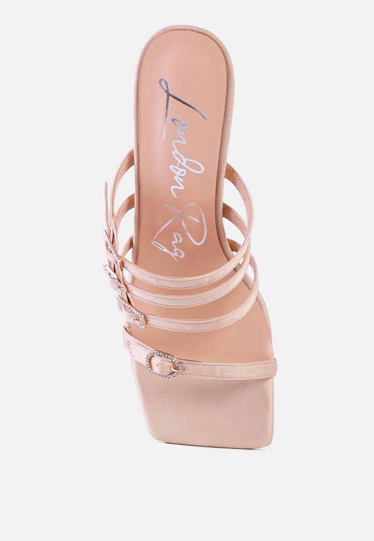 times up diamante buckle mid heel sandals#color_nude