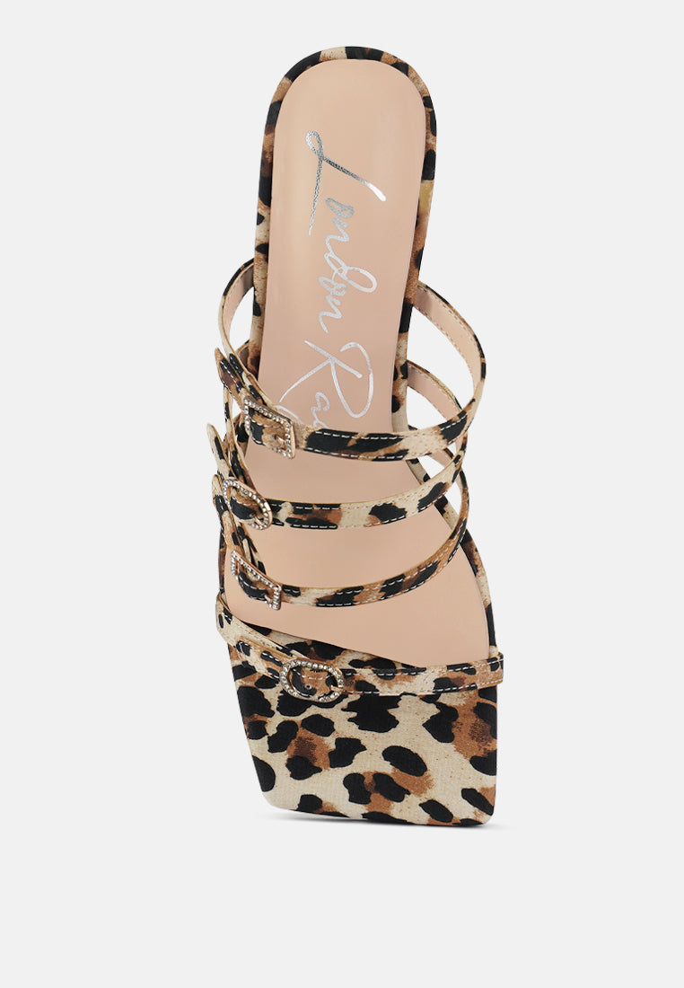 times up diamante buckle mid heel sandals#color_leopard
