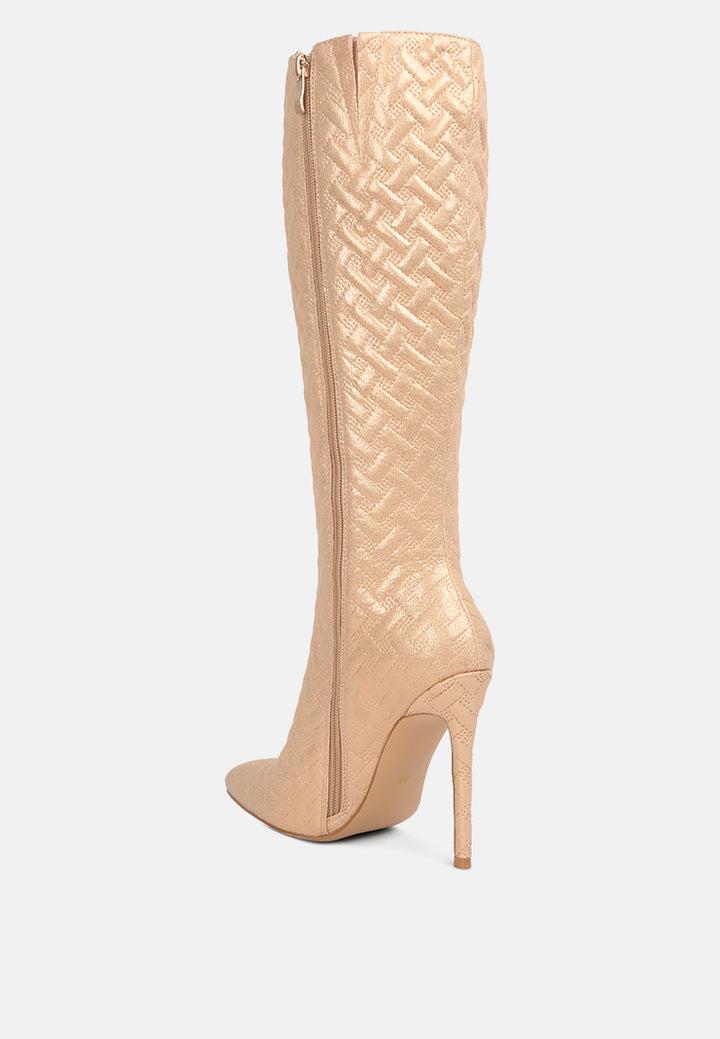 tinkles quilted high heeled calf boots#color_beige