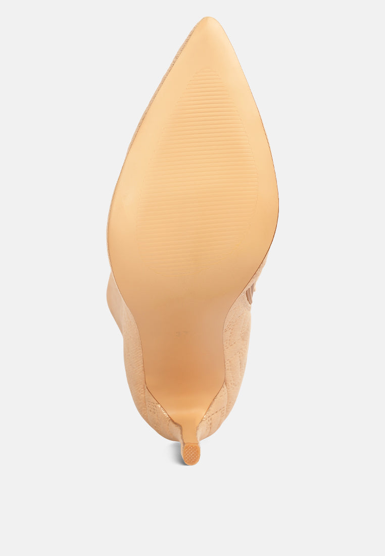 tinkles quilted high heeled calf boots#color_beige