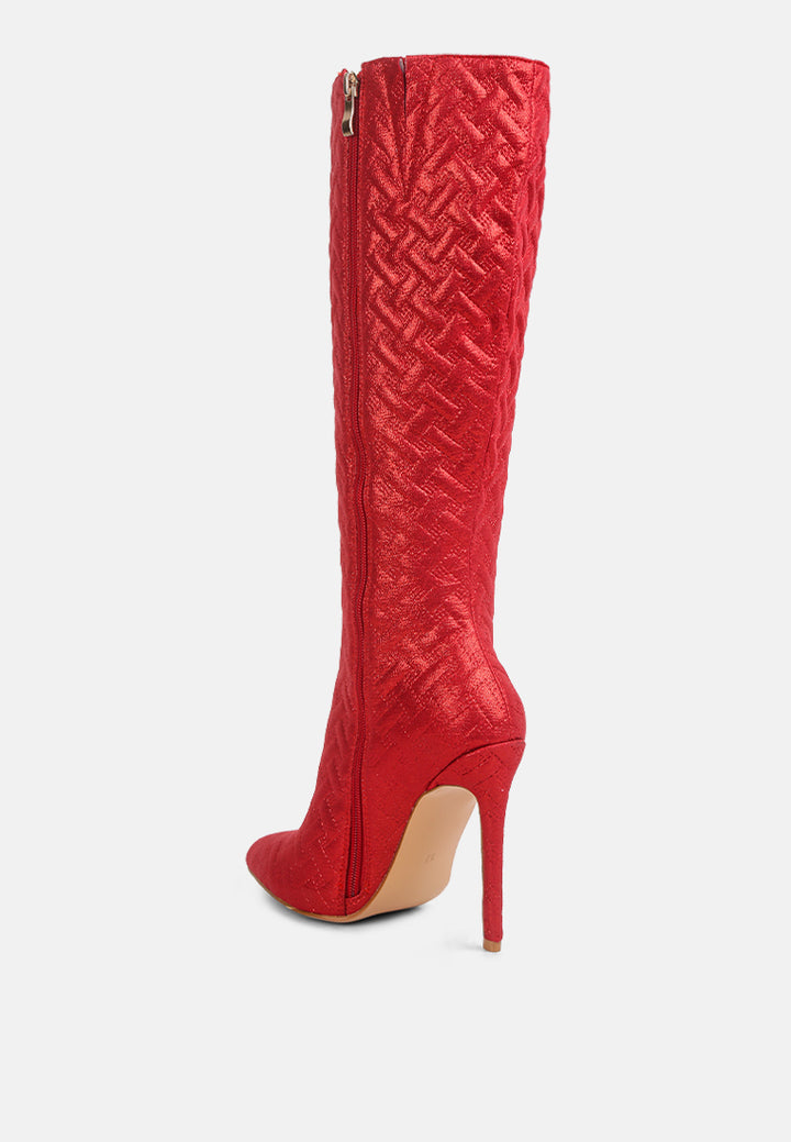 tinkles quilted high heeled calf boots#color_red