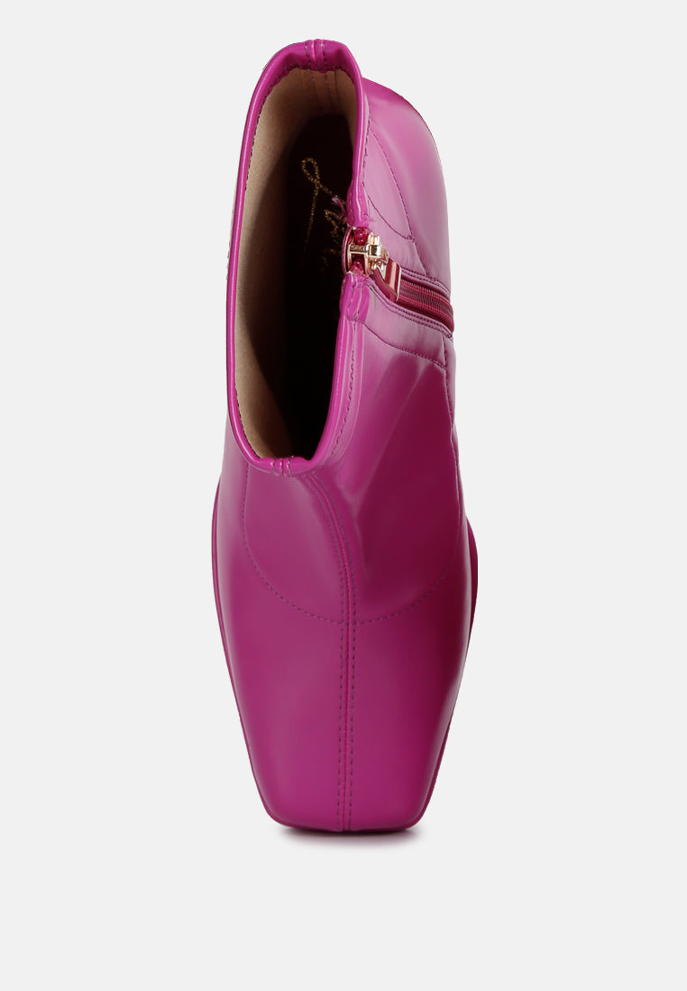 tintin square toe ankle heeled boots#color_fuchsia