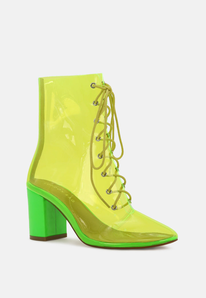 toni clear lace-up ankle boots with block heel#color_neon-green