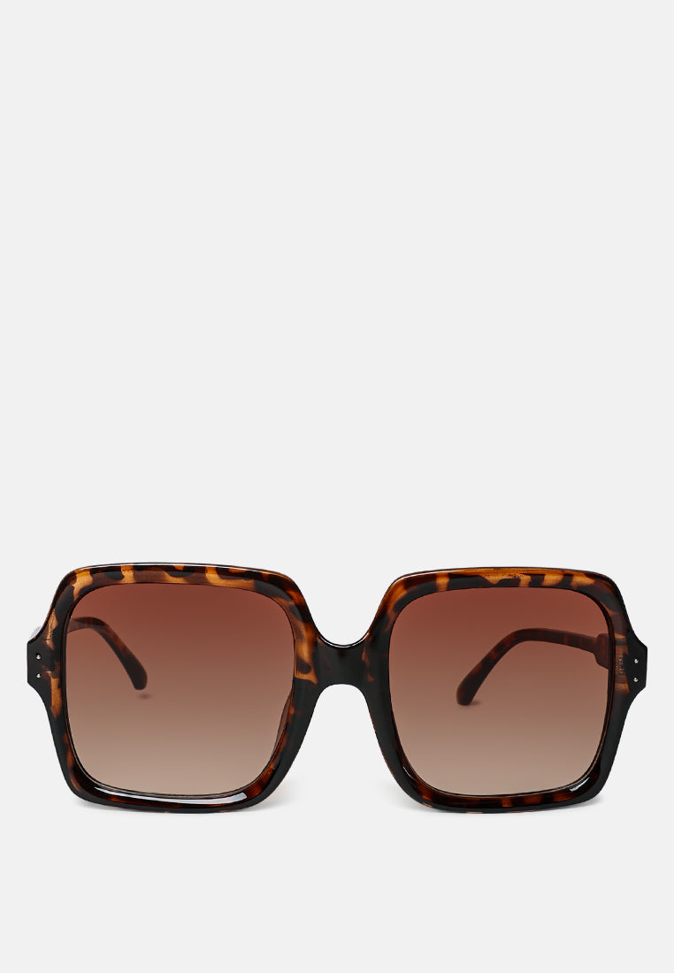 transparent frame overszied square sunglasses#color_brown