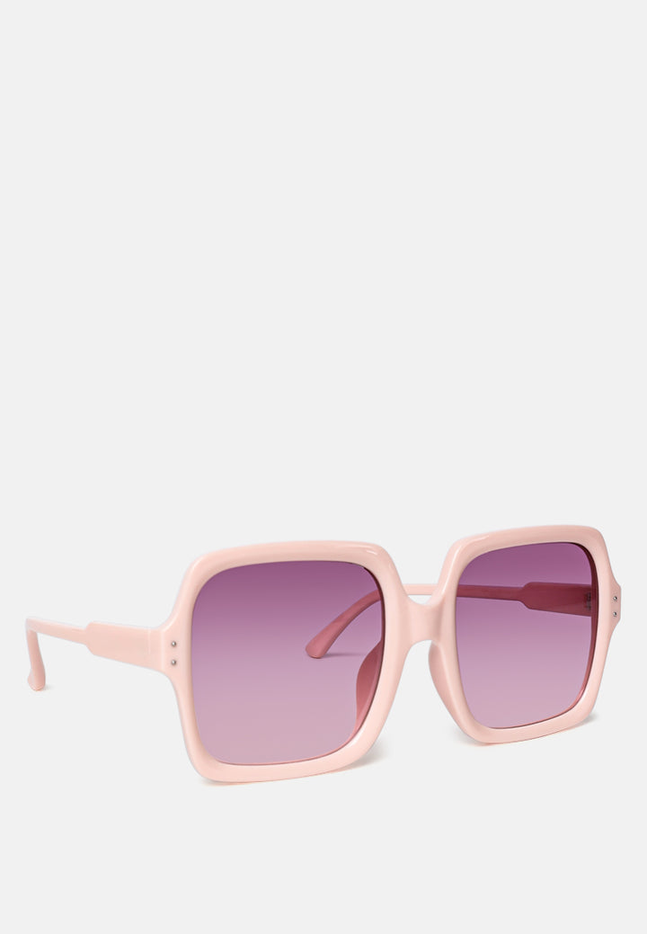 transparent frame overszied square sunglasses#color_pink