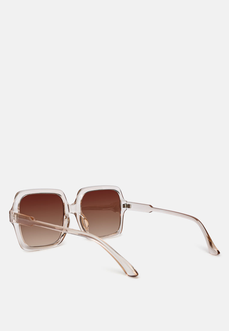 transparent frame overszied square sunglasses#color_tea