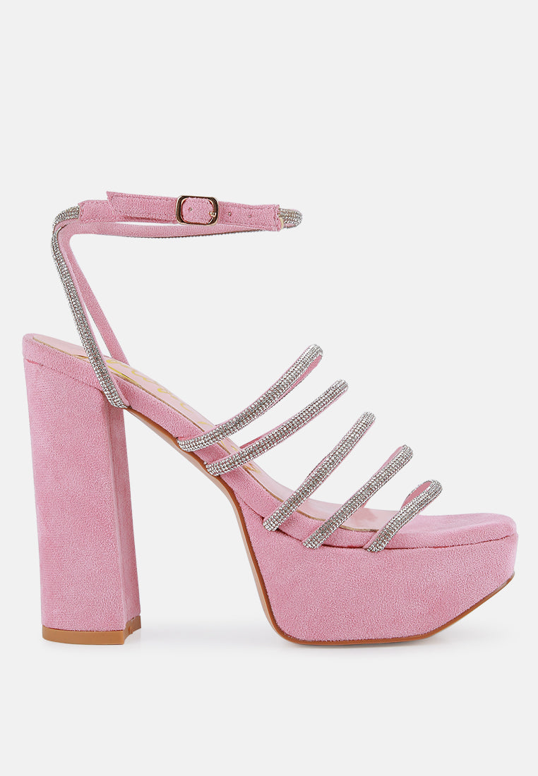 tricks high block heeled sandals#color_pink