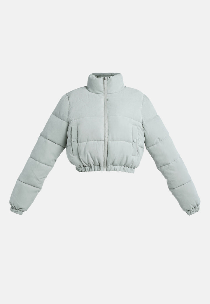 turtleneck zip-up puffer jacket
