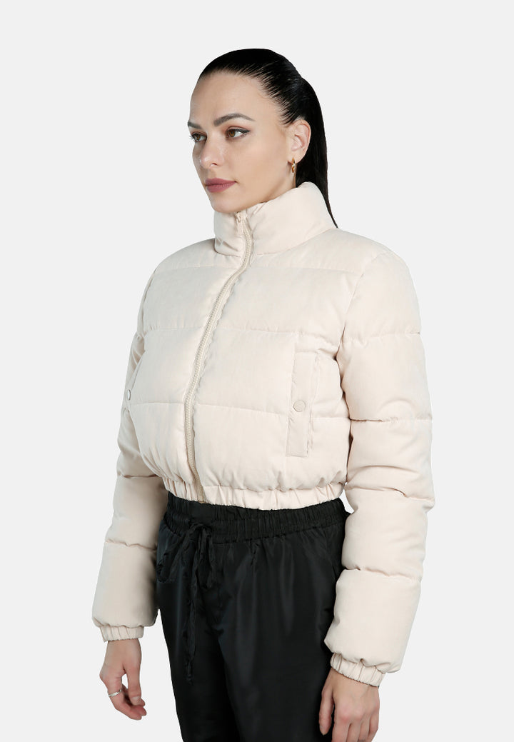 turtleneck zip-up puffer jacket#color_stone