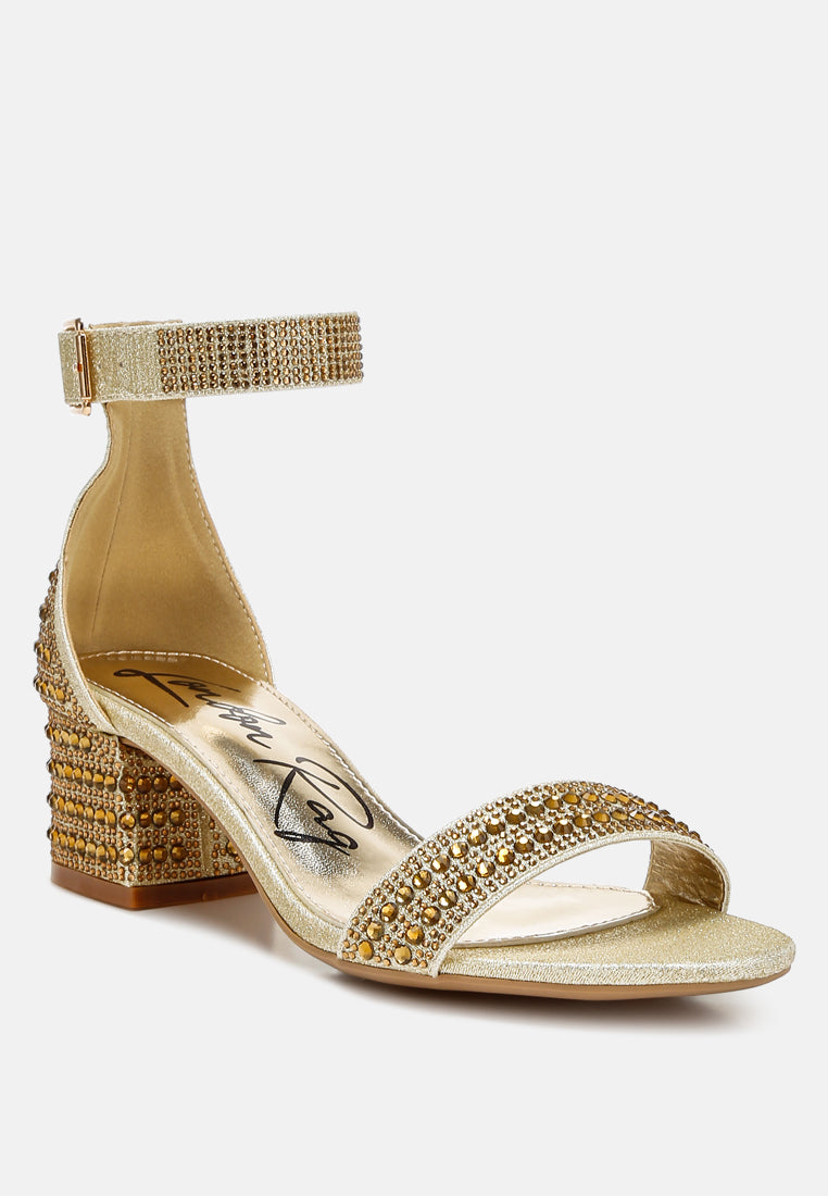 twerky rhinestones embellished block sandals#color_gold