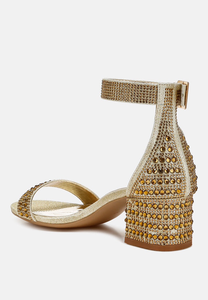 twerky rhinestones embellished block sandals#color_gold