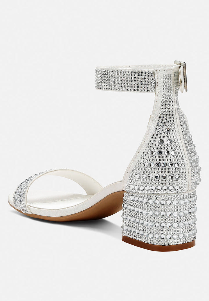 rhinestones embellished block sandals by ruw color_white