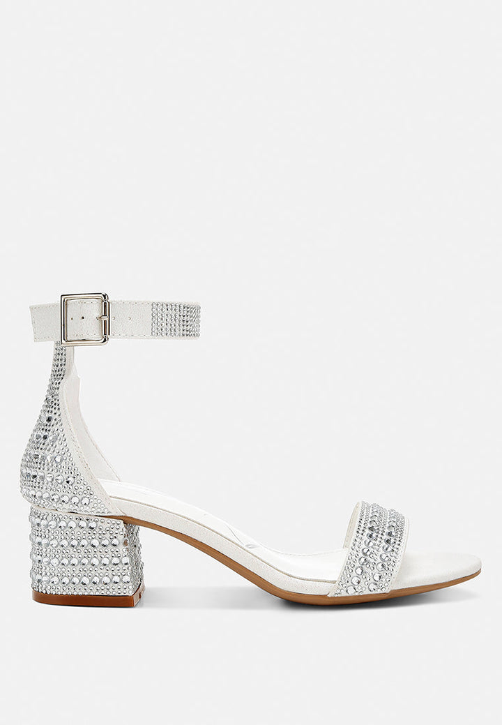 rhinestones embellished block sandals by ruw color_white