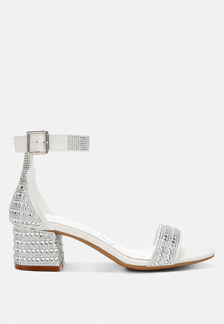 twerky rhinestones embellished block sandals#color_white