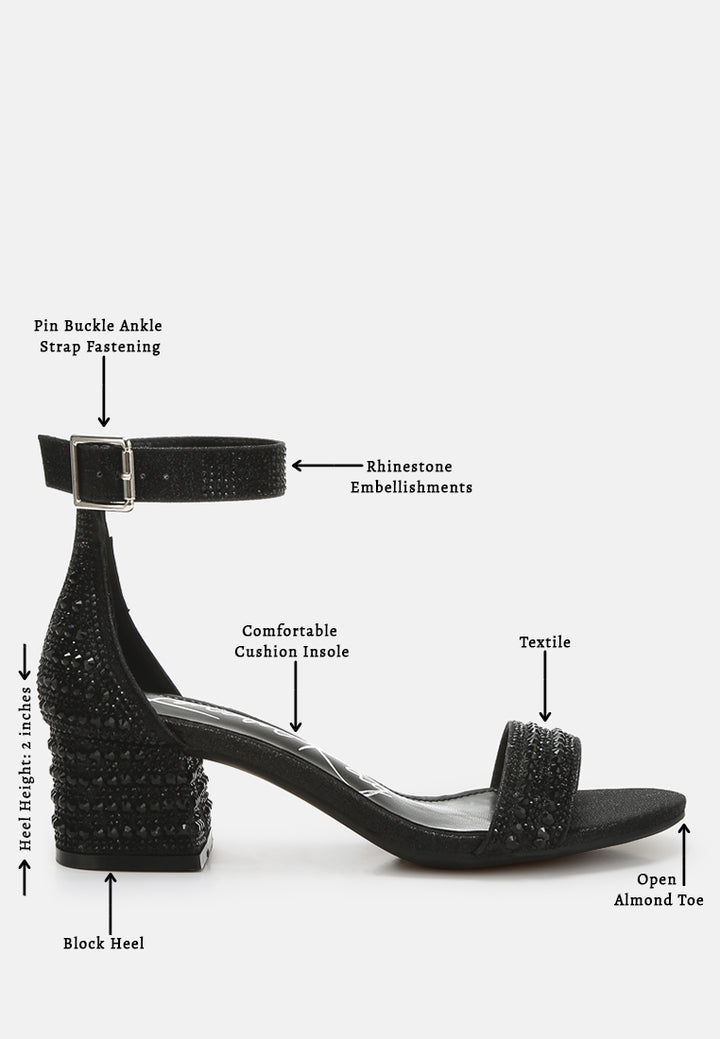 twerky rhinestones embellished block sandals#color_black