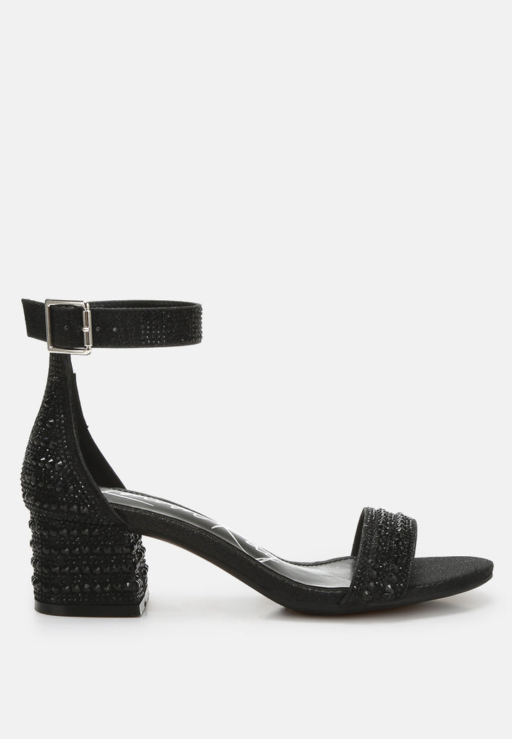twerky rhinestones embellished block sandals#color_black