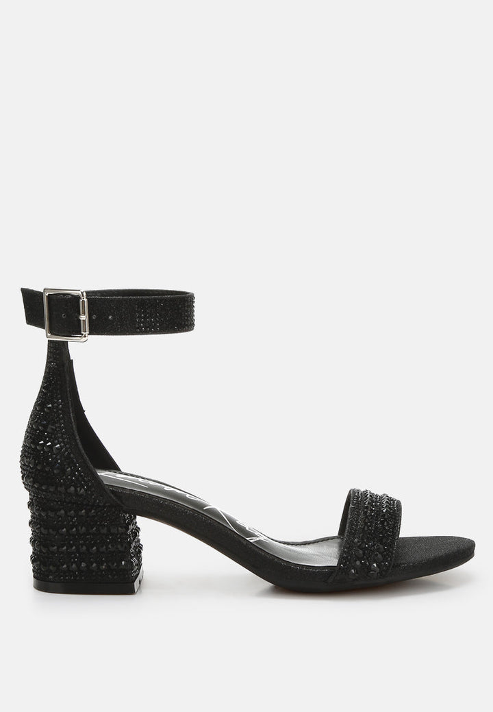 rhinestones embellished block sandals by rag#color_black