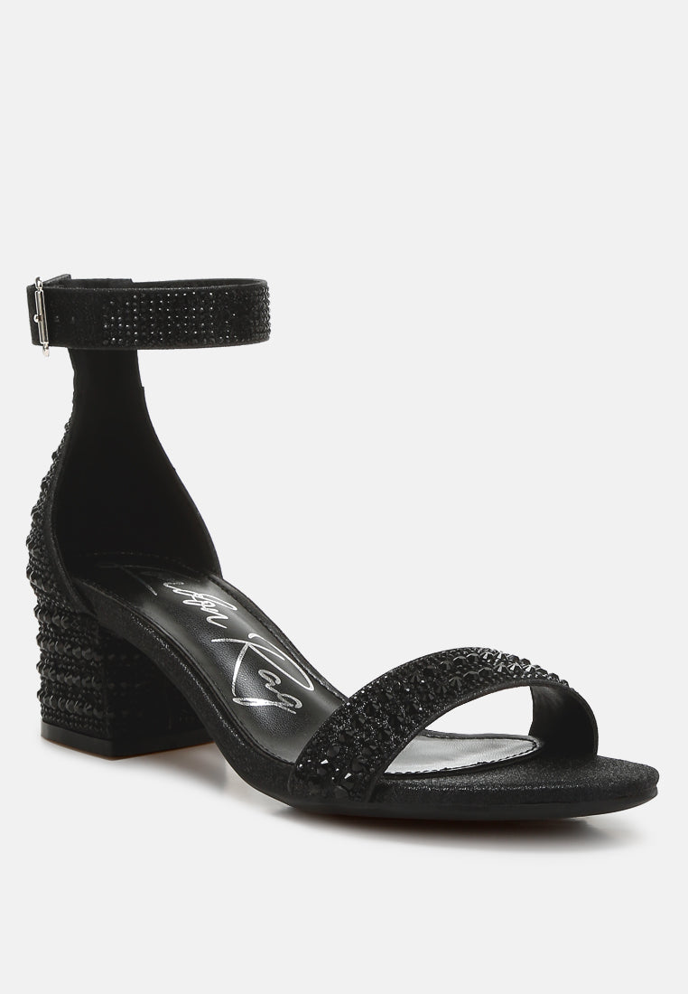 rhinestones embellished block sandals by ruw color_black