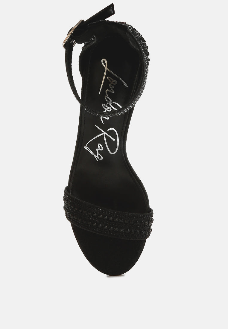 rhinestones embellished block sandals by ruw color_black