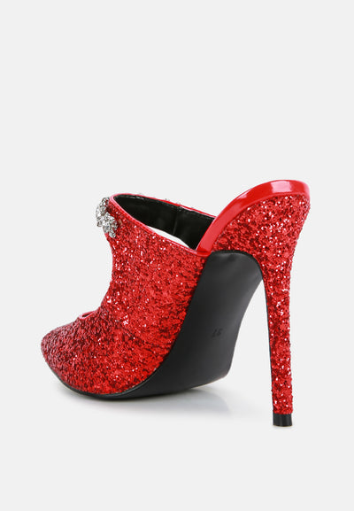 twinklet glitter diamante high heeled sandals#color_red