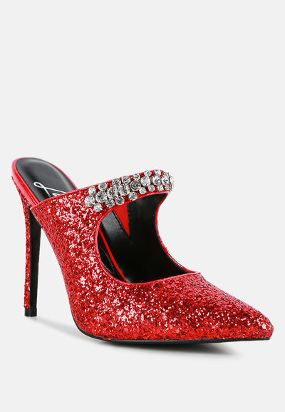twinklet glitter diamante high heeled sandals#color_red