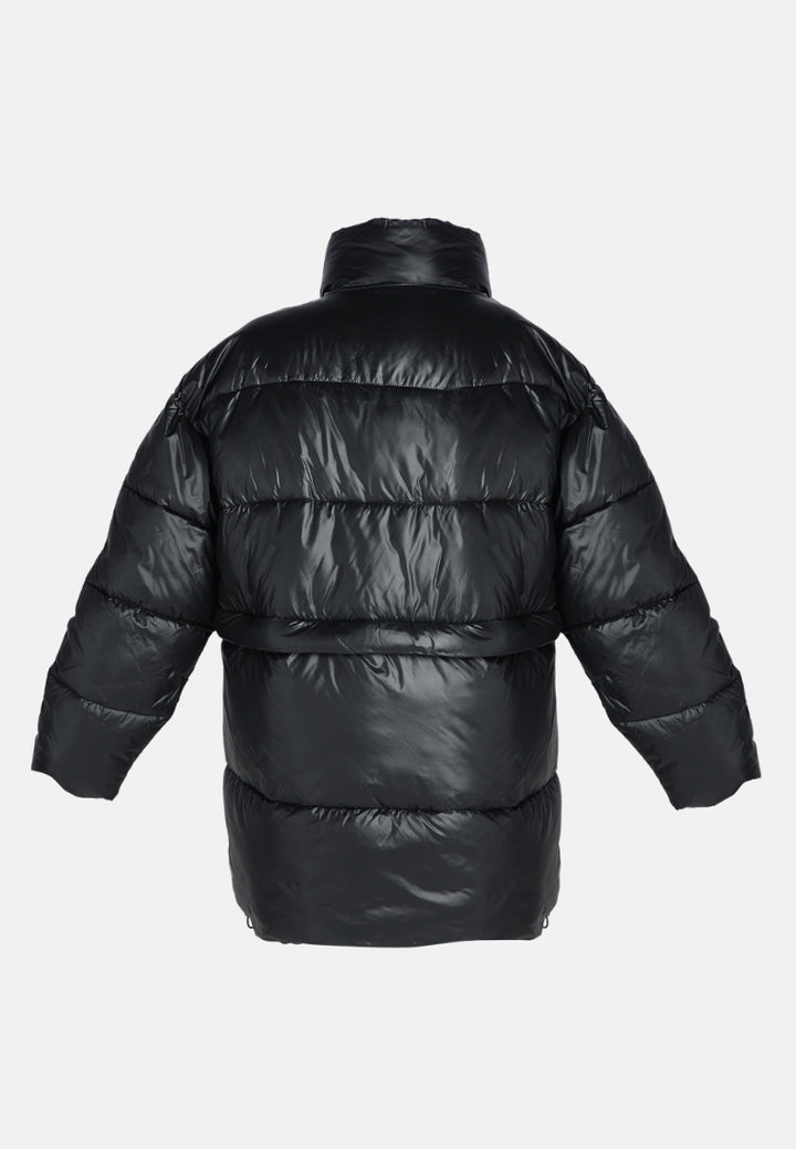 two way detachable turtleneck puffer jacket#color_black