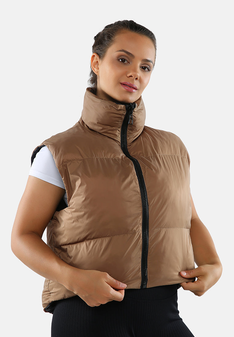 reversible vest puffer jacket#color_black-stone