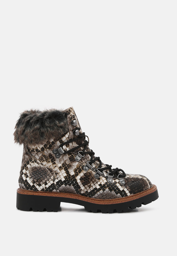tyra snake print faux fur cuff boots#color_snake