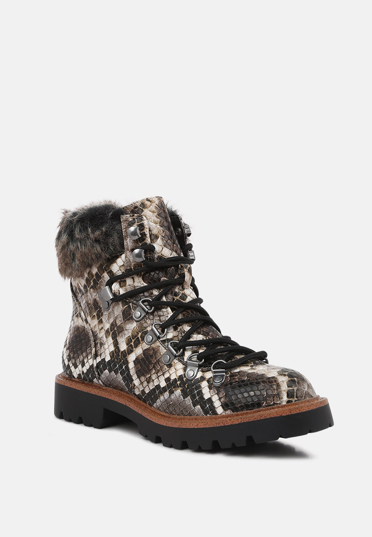 tyra snake print faux fur cuff boots#color_snake