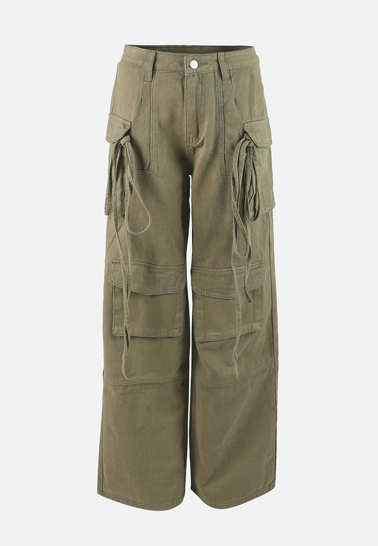utility drawstring pocket pants by ruw#color_khaki