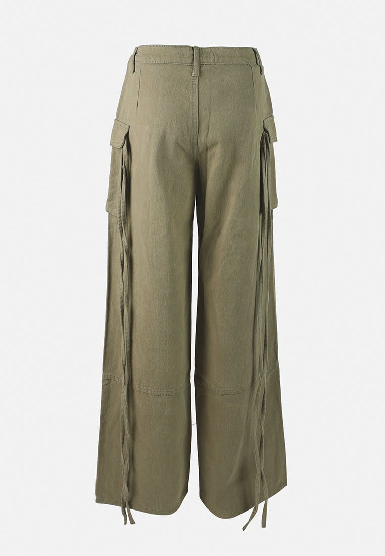 utility drawstring pocket pants by ruw#color_khaki