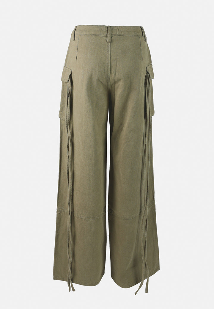 utility drawstring pocket pants by ruw#color_khaki