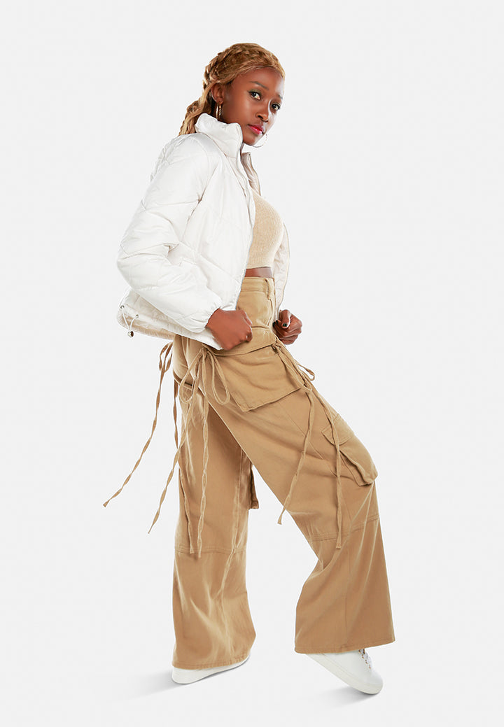 utility drawstring pocket pants by ruw#color_camel