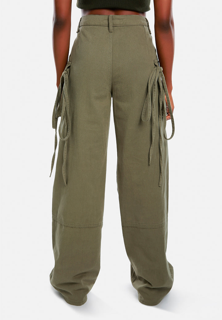 utility drawstring pocket pants by ruw#color_khaki