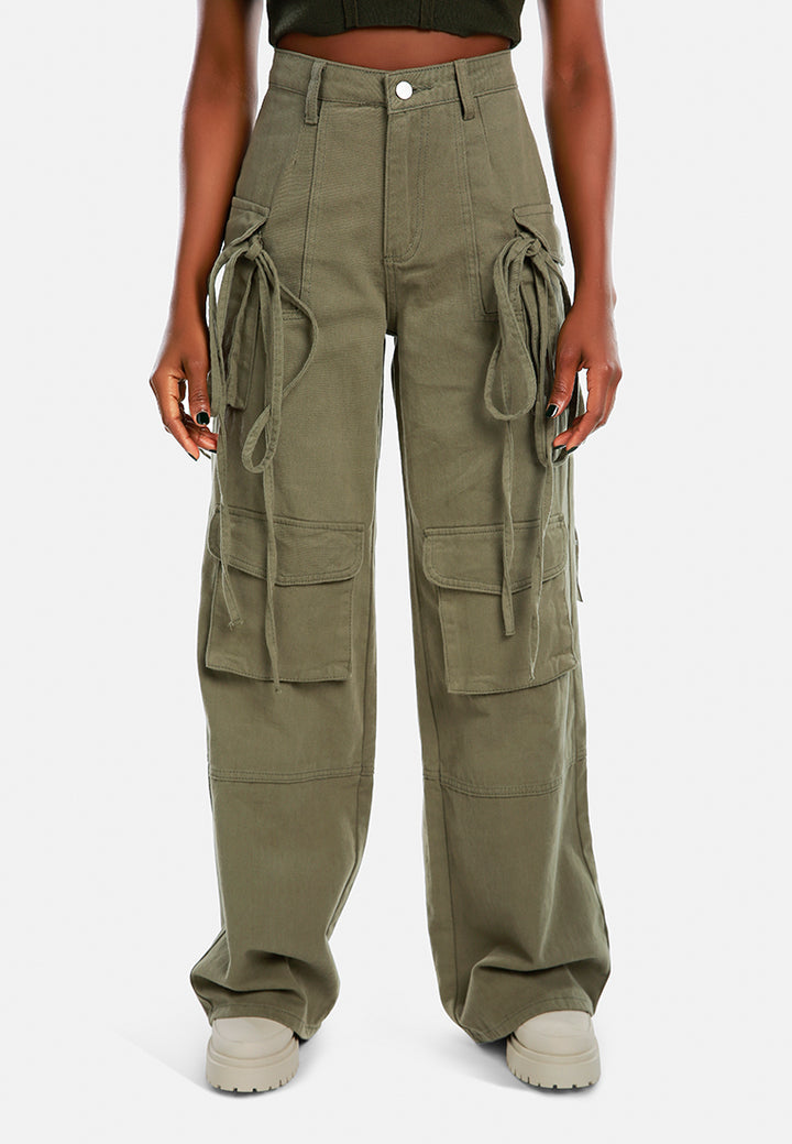 utility drawstring pocket pants by ruw#color_khaki