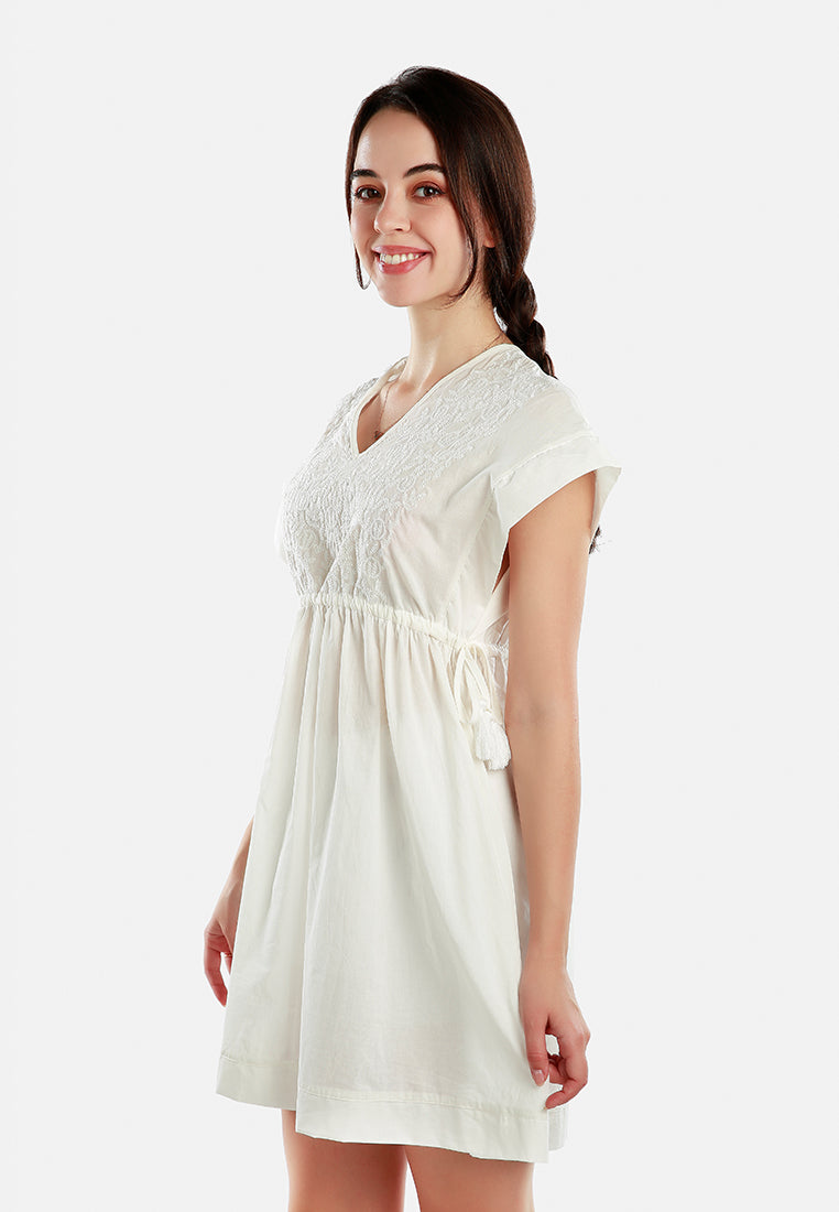 v-neck romper dress#color_off-white