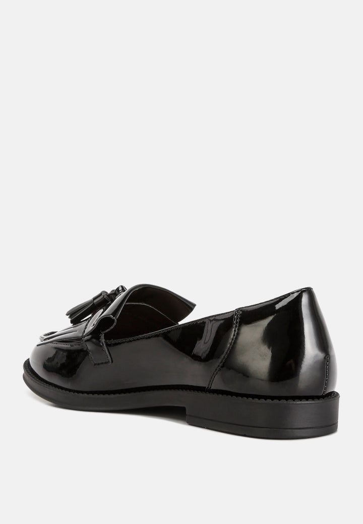 tassel detail patent loafers by ruw#color_black