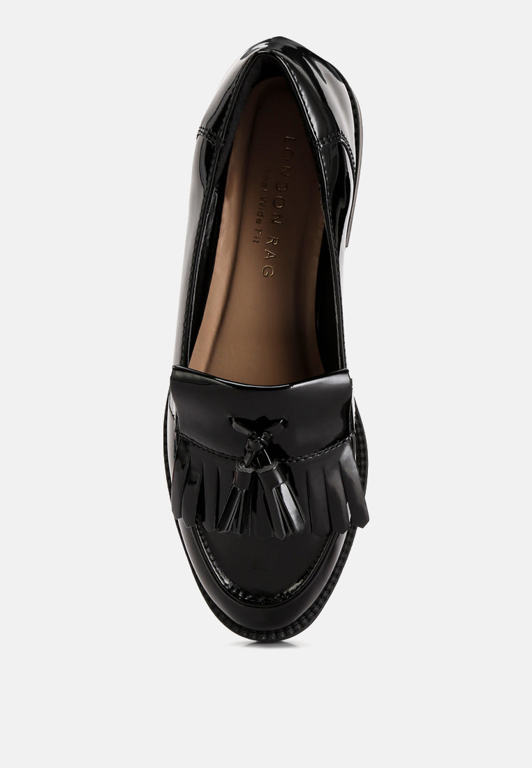 tassel detail patent loafers by ruw#color_black